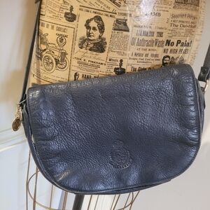 Vintage Charter Club Crossbody Pebbled Leather HandBag Purse Navy